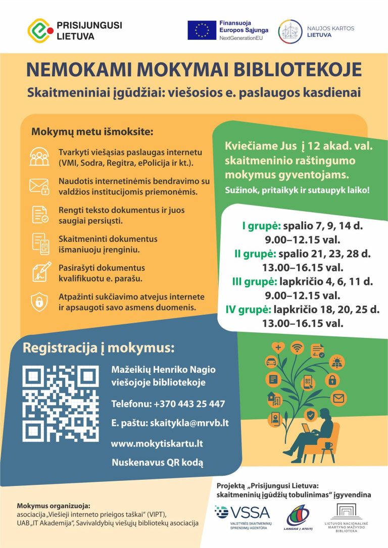MOKYMAI MAŽEIKIŲ HENRIKO NAGIO VIEŠOJOJE BIBLIOTEKOJE