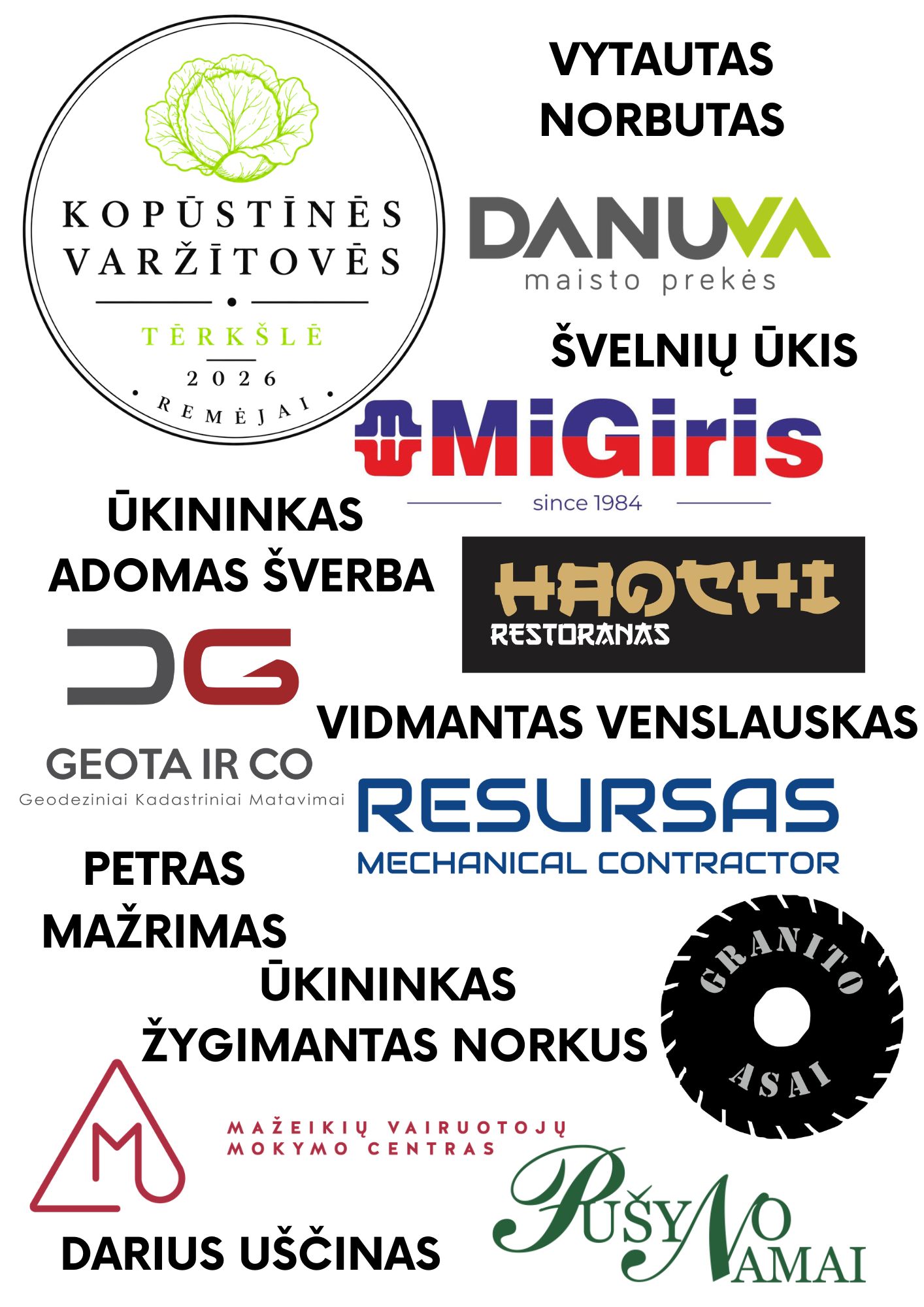 KOPŪSTĪNĖS VARŽĪTOVĖS / TIRKŠLĒ / 2026 REMĖJAI